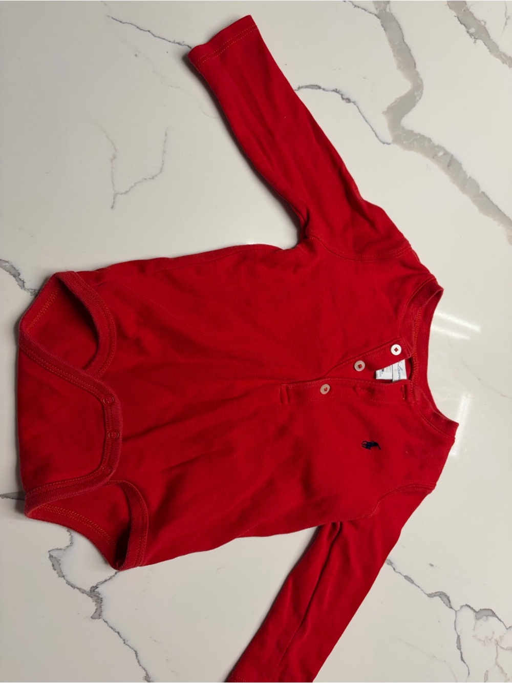 Ralph Lauren Red Baby Onesie with Polo Tag